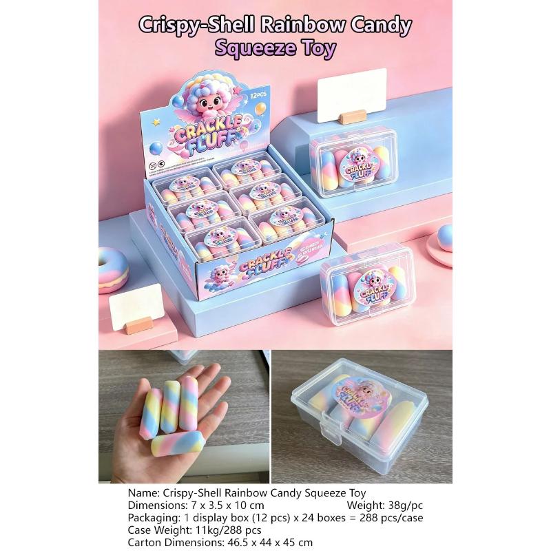 Crispy Squeeze Toy Rainbow Candy Handmade Ball Fidget Toy Stress Relief Squishy Donut Squeeze Toy Slow Rebound For Adult Gift