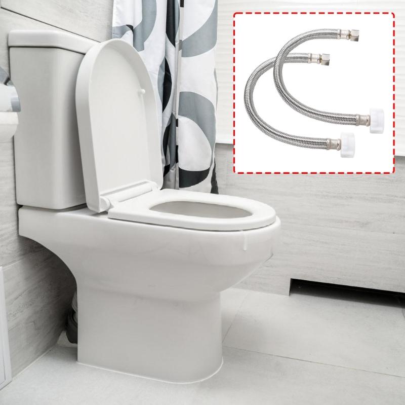 2lots High Pressures Braided Metal Toilet Supply Tube with Smooth Handle Control Valves For Easy Water Flows Management