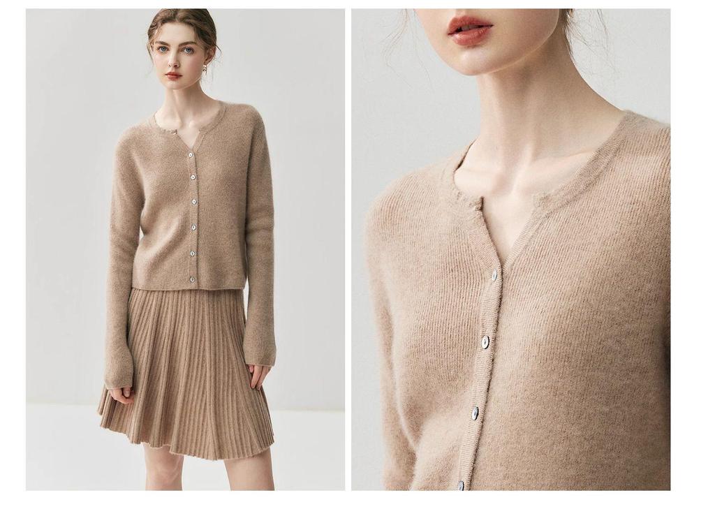 Elegant Buttoned Cashmere Knit Cardigan - Women's Skin-Friendly Autumn/Winter Outerwear