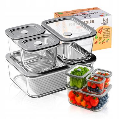 MODULÄRA glasbehållare (4 st) - 2x 310 ml + 1x 750 ml + 1x 1700 ml med glaslock