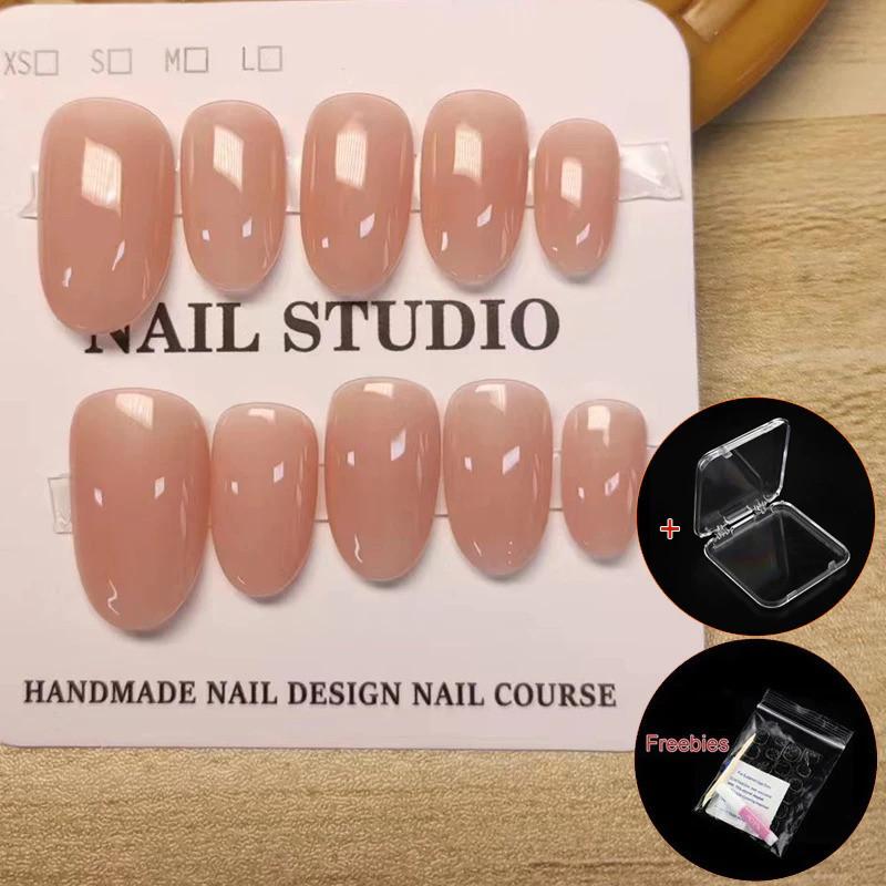 

100% ручной работы овальной формы, минималистичный набор накладных ногтей телесного цвета с клеем и коробкой. Простая красота природы. Искусственные ногти. Накладные ногти многоразового использования. XS