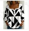 New Xiyin Summer T-Shirt Women's Printed Square Neck Button Bubble Sleeve Women's Top Women's