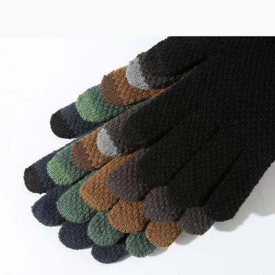 New  Warm Winter Knitted Gloves Solid Color Touch Screen Gloves Thickened Windproof Cycling Gloves Men