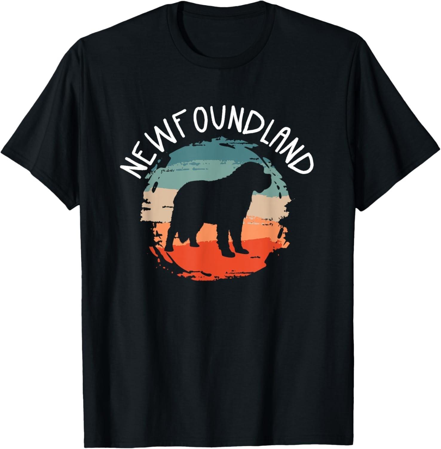 Funny Newfoundland Dog Owner Newfie Vintage Retro Gift Unisex T-Shirt S разноцветный