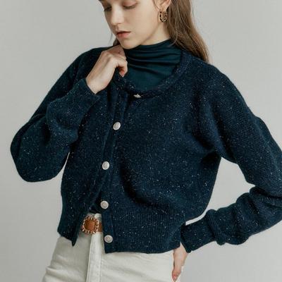 Cardigan Tricot Manches Volumineuses Paillettes Col Rond Zc03qd002on