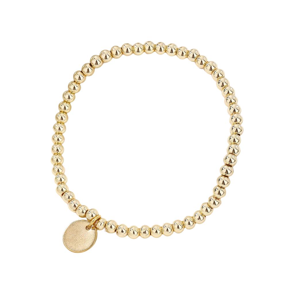 Premium Stainless Steel Stretchable Bead Bracelet Golden Sphere Design Business Casual Jewelry Accessory