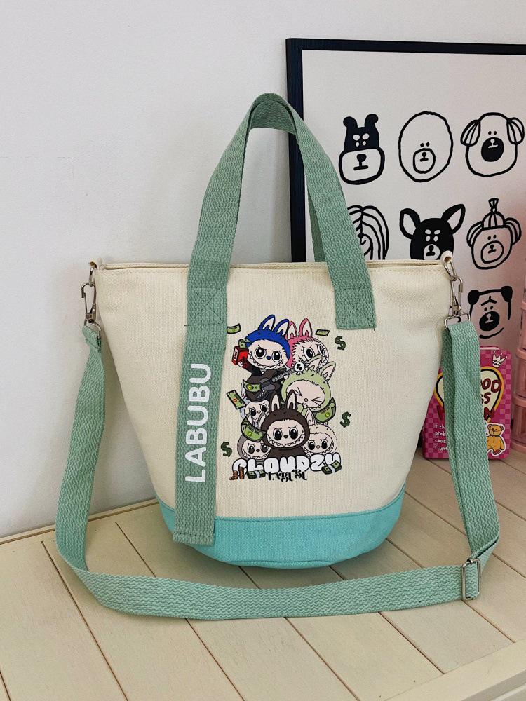 Cartoon Canvas Crossbody Tote Bag: Women's Versatile Shoulder & Lunch Bag