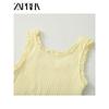 Zaprha 2025 New Arrival Sexy Silm Sleeveless Cotton Lace Bowknot Decoration Rib T-shirt Female 0858317