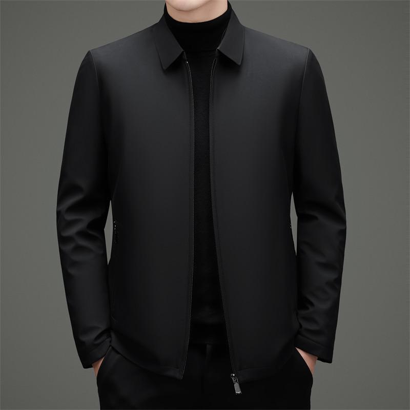 Men s Winter Luxury Down Jacket: Business Casual, Fleece-lined, Detachable Lapel. 4XL чёрный