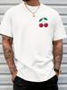 Bright Red Cherries Accompanied by Green Stems, This Men'S Short-Sleeved T-Shirt Is a Trendy Summer