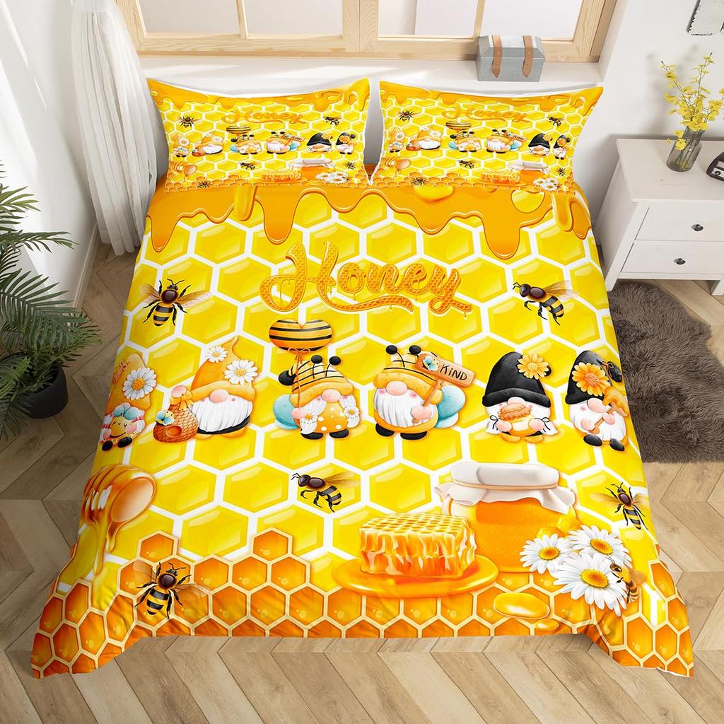 Honeycomb-Duvet Covers For Kids Teens Queen Lightweight Down Quilt Covers Room Decor 2 Pillowcases 1 Duvet Cover No Comforter
