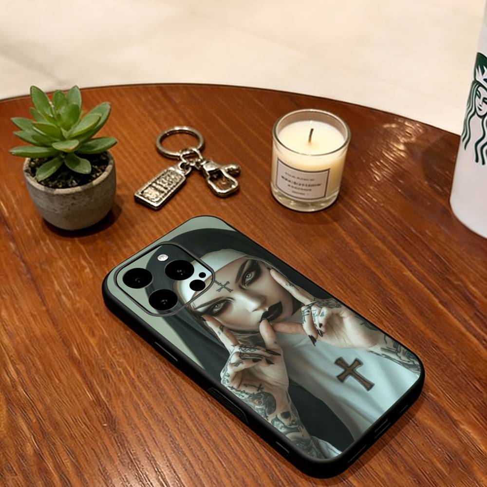 Dark Gothic Saintess  Phone Case For iPhone 17, 16,15,14,13,12,11 Plus,Pro Max, Others Soft Black Cover