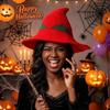 Color Blocked Witch Hat Spire Halloween Hat Knitted Wizard Cap  Photography Prop