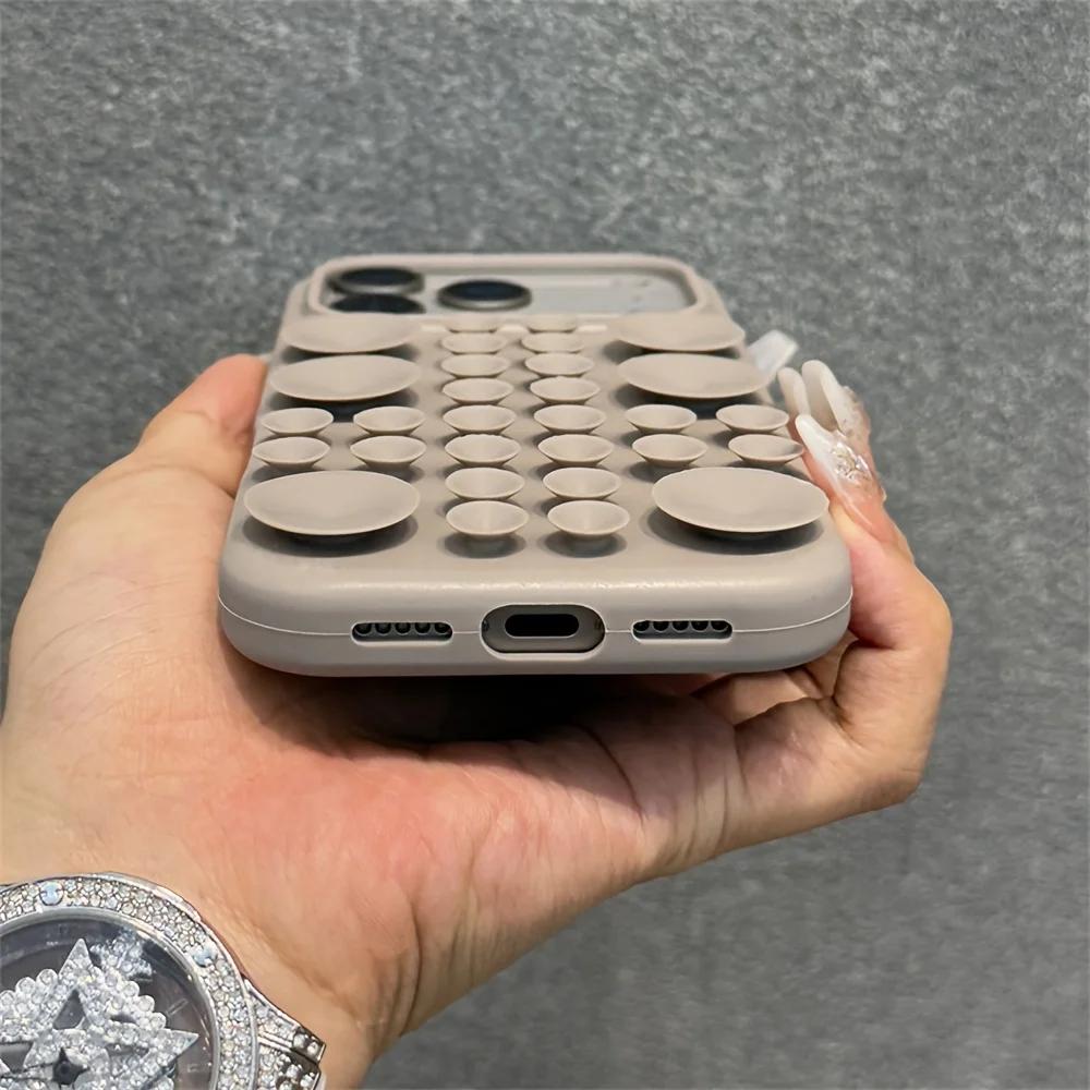 Shockproof Circular Suction Cup Silicone Phone Case for iPhone 17 15 14 16 Pro Max Air Adsorption Strong Multi Function Cover