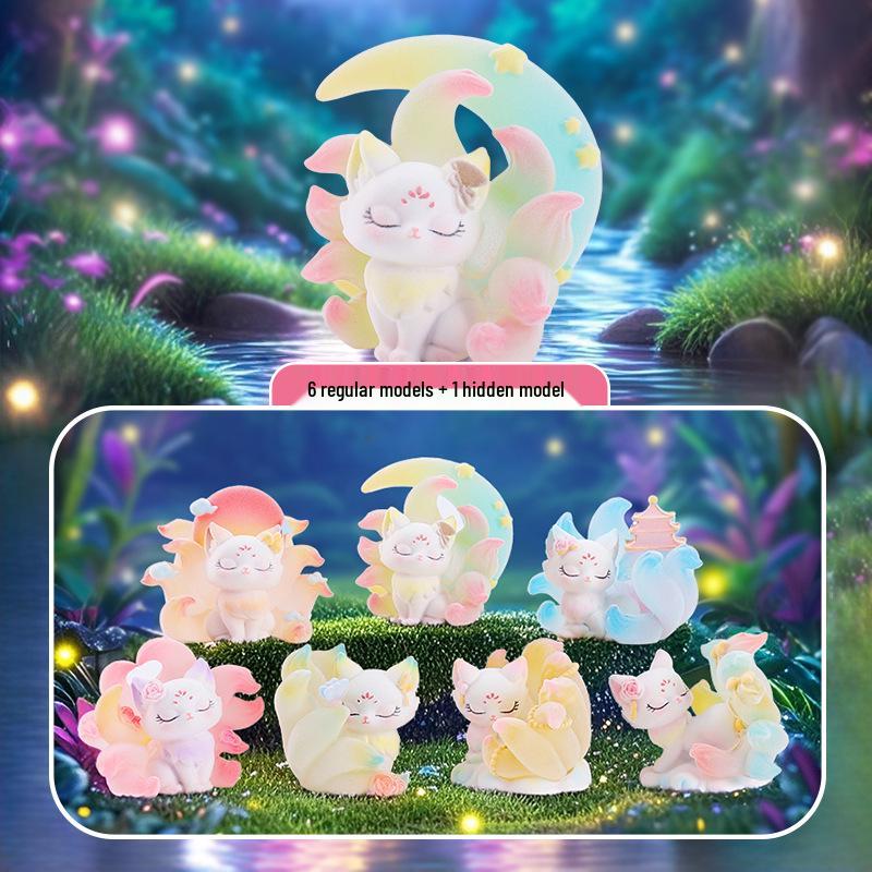 Qingqiu Nine-Tailed Fox Blind Box Figurine - Trendy New Year Gift & Desktop Decoration