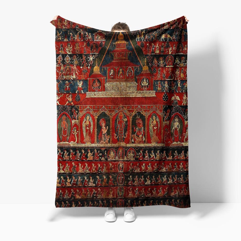 Buddha Figure Pattern Blanket Multi Scene Decorative Throw Blanket Bed Sofa Cover Gift 75x100cm