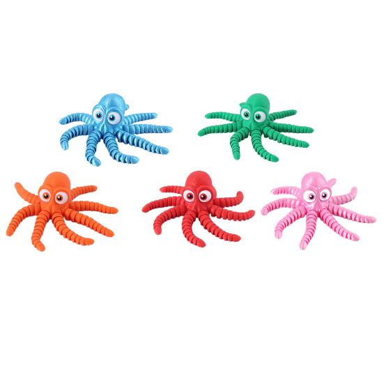 3D Printed Octopus Figurine Movable Joints Big Eyes Octopus Figure Articulated Sea Animal Model Fidget Toy Home Office Desktop Decoration Ornament