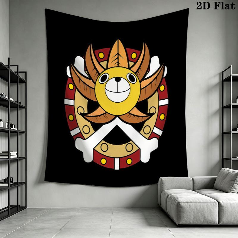 One Piece Jolly Roger Logo Wall Tapestry Aesthetic Wall Hanging Printed Fabric Blanket Decorative Tapestries For Bedroom Living Room Home Decor