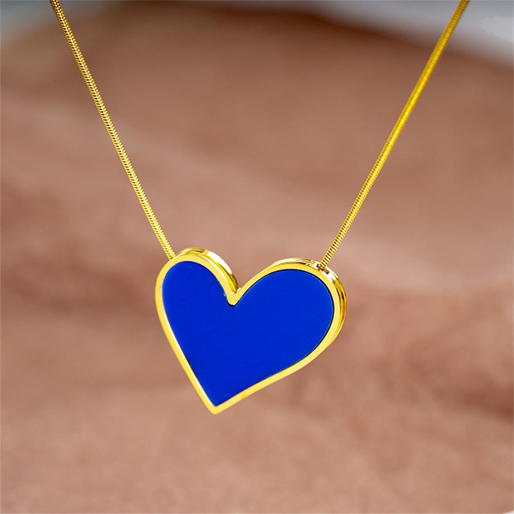 European Bestseller Stainless Steel Heart Necklace  Earring Set - Fashionable, Colorfast, Non-Fading Titanium Steel