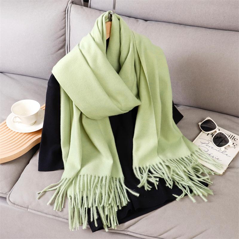 Fashion Luxury Solid Women Winter Scarf Warm Thicken Cashmere Shawl Outdoor Tassels Pashmina Lady Wrap Windproof Scarves