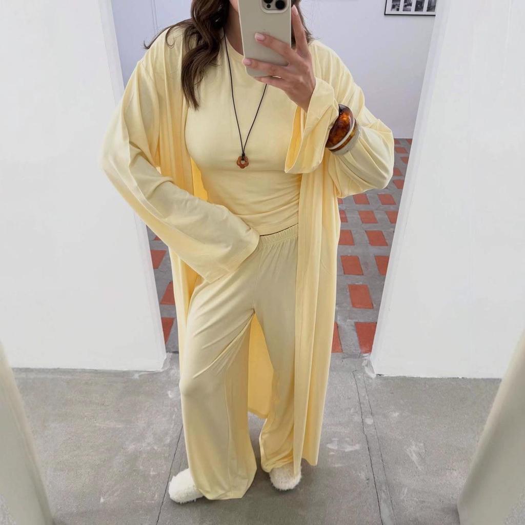 2025 Herbst Europäisches & Amerikanisches Lässiges Dreiteiliges Set: Kurzarm-Oberteil, Weitbeinige Hose, Jacke.