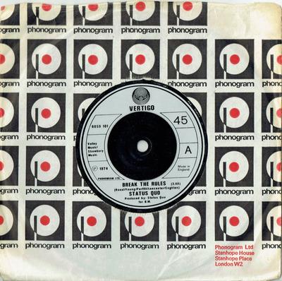 7inch Record STATUS QUO - Break The Rules 6059101 Vertigo 1974 UK Rock Used