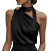Elegant Women's Sleeveless High Neck Off-the-Shoulder Solid Top