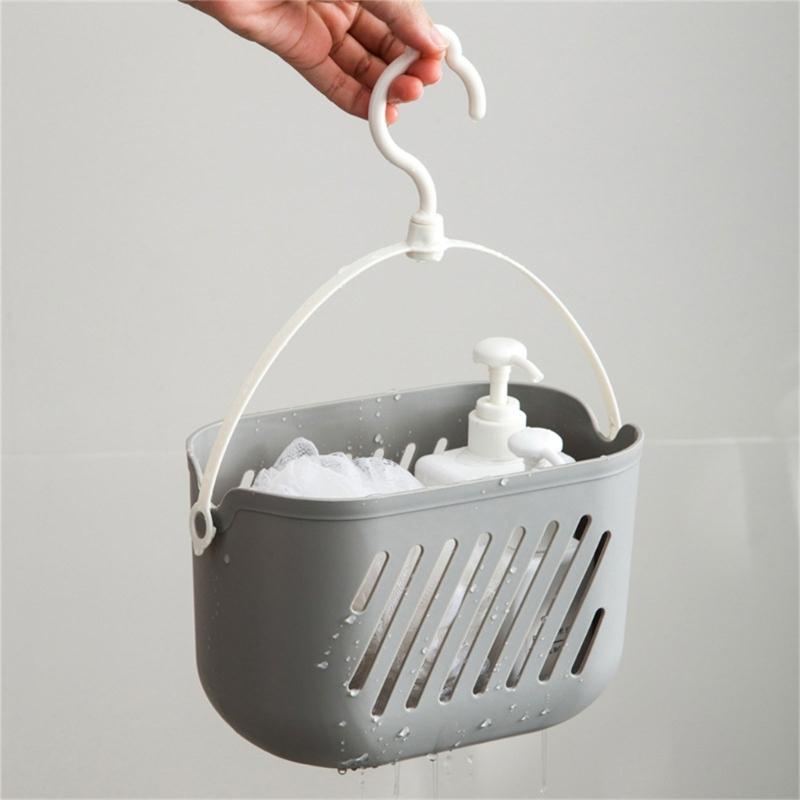 Hanging Shower Holders With Drainage Holes And Handle For Bathroom Organization Plastic Storage Basket Multi Purpose Bath Accessories