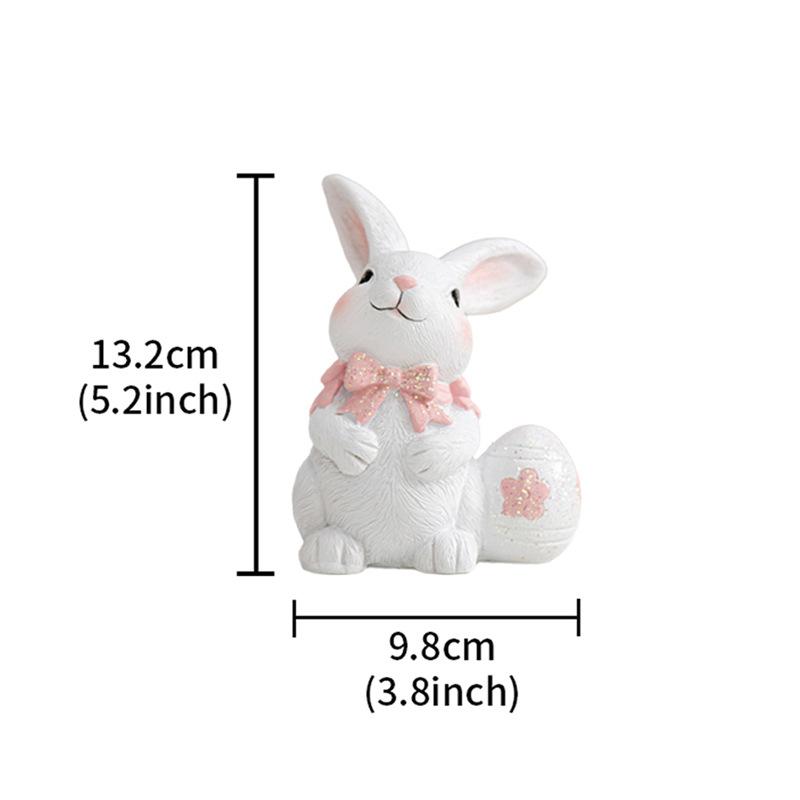 

1 шт. Пасхальные смоляные кролики Украшения Фигурки кроликов, держащих яйца Декор для дома Поделки для гостиной Настольные праздничные украшения