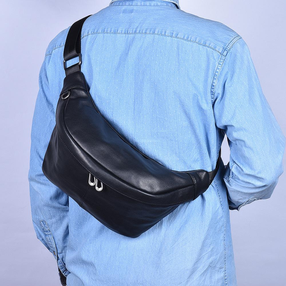 Men's Waist Pack Top Layer Cowhide Large Capacity Personality Portable Storage Bag Shoulder Bag Crossbody Chest Bag for Men