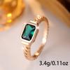 New square K gold green diamond ring simple personality niche elegant ring ring batch