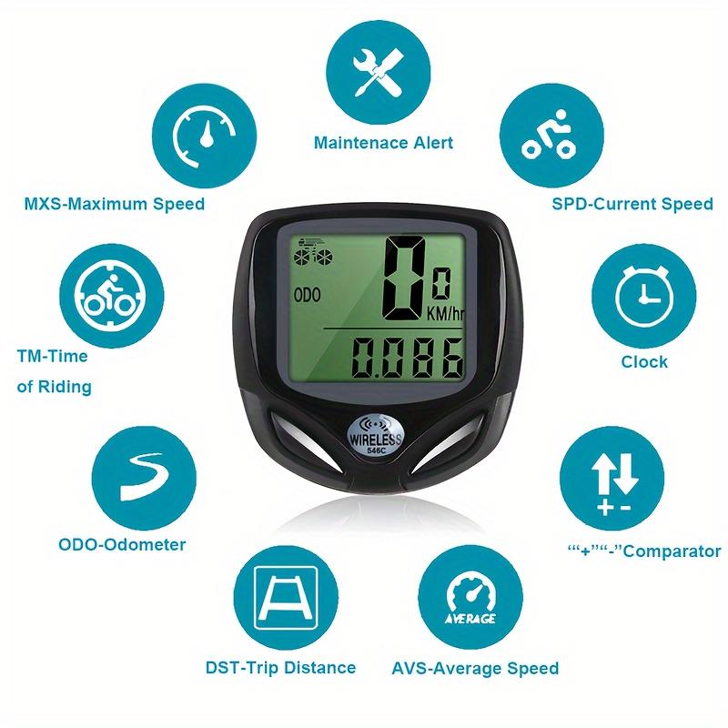 Bicycle Speedometer Odometer Wireless Cycle Bike Computer Bicycle Handlebar Stopwatch with LCD Display Multi-Functions for Most Bikes