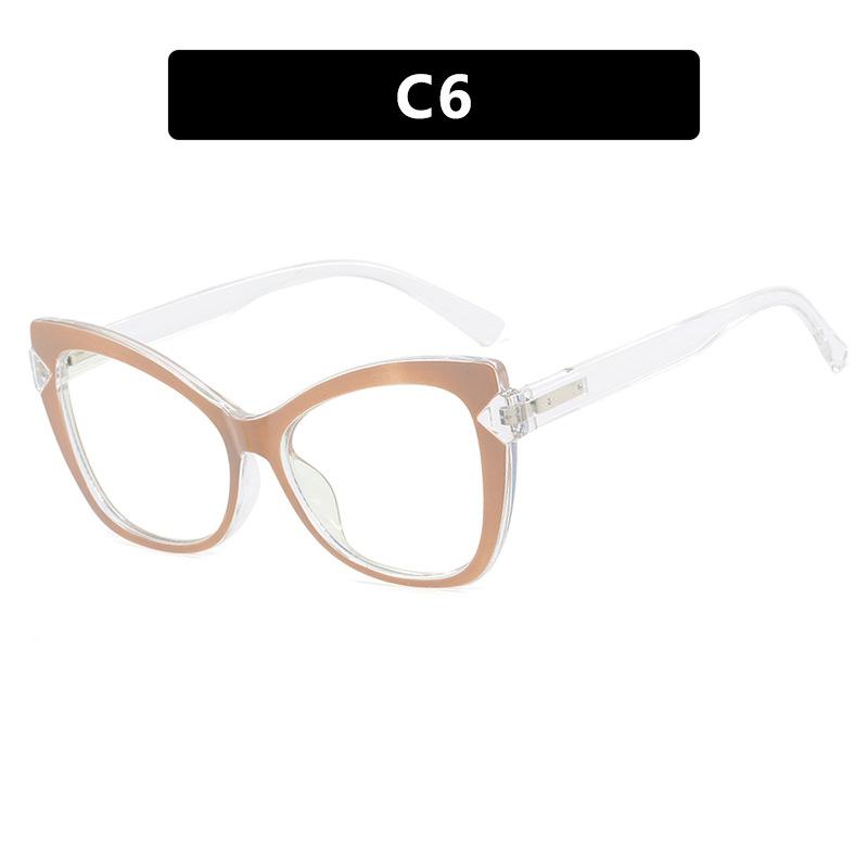 New Anti Blue Light Glasses Fashionable Women Color Blocked Cat Eye Glasses Luxury Decorative Glasses Design