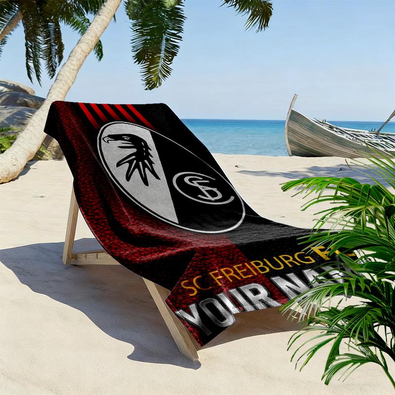 Benutzerdefinierter Name SC Freiburg Druck Strandtuch, Großes Weiches Schnelltrocknendes Handtuch für Strand Camping Schwimmen_xia