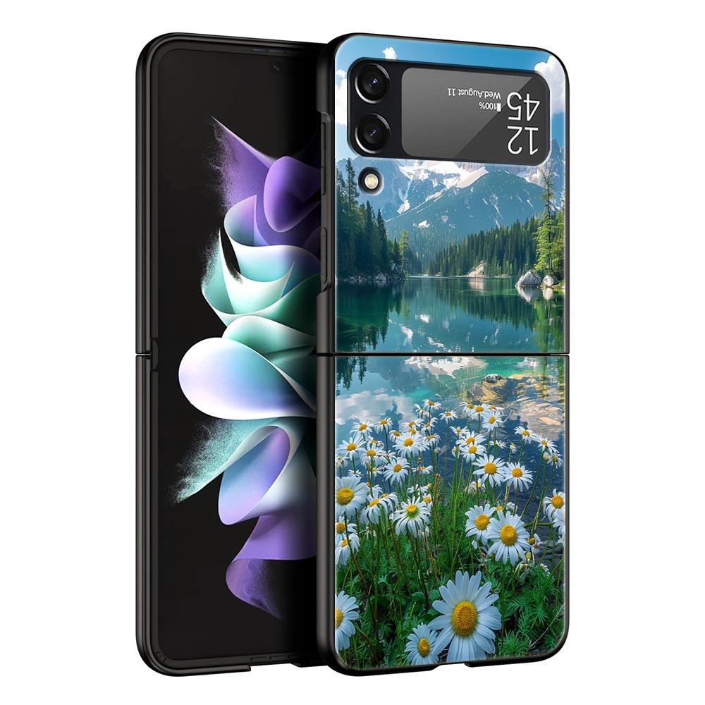 cute art pretty indie hot pink Phone Case For Samsung Galaxy Z Flip3 Flip4 Flip5 PC Shell For Z Flip 3 4 5 Hard Folding Cover