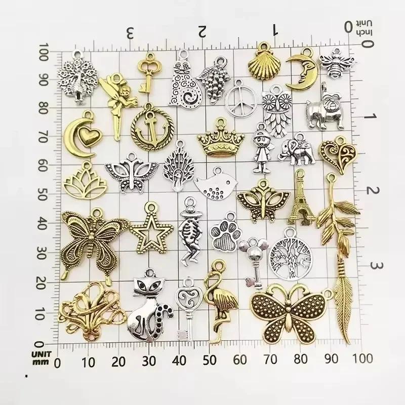 30/300PCS Mixed Vintage Metal Silver Animal Birds Charms Beads DIY Bracelet Pendant Neacklace Accessories Jewelry Making Finding