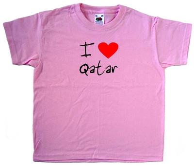 I Love Heart Qatar Pink Kids T-shirt