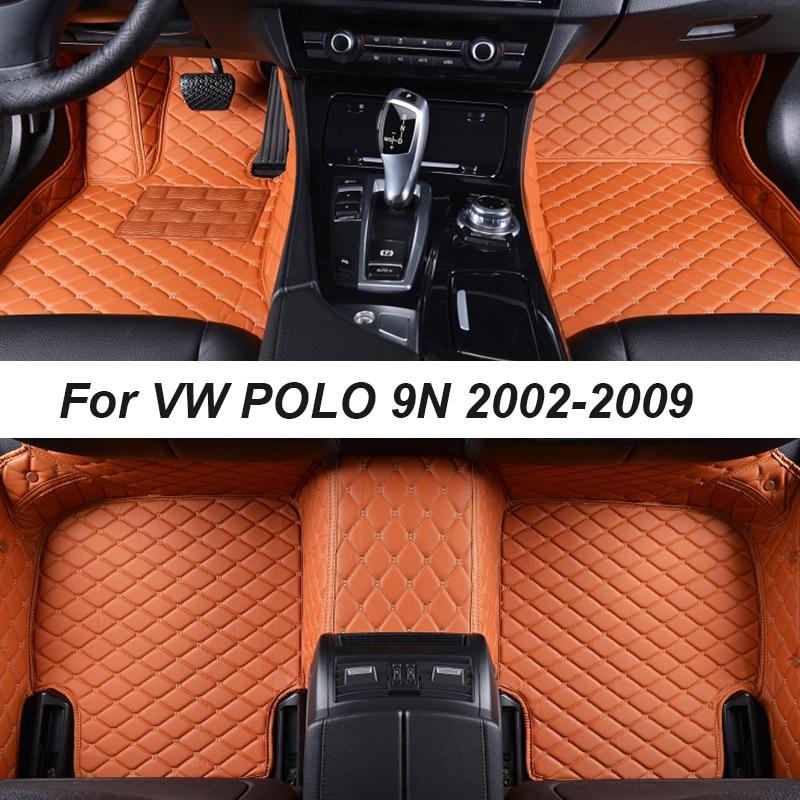 

Автомобильные коврики для VW POLO 9N 2002-2009, автоцентр дропшиппинг, аксессуары для интерьера, 100% подходят, кожаные ковры, подушечки для ног