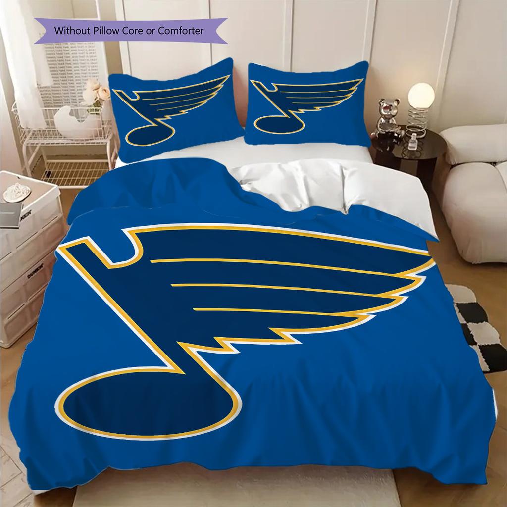 St. Louis Blues Pattern Bedding Quilt Set Quilt Cover Pillowcase Home Decoration Birthday Gift (1 * duvet cover + 2 * pillowcase, without core)