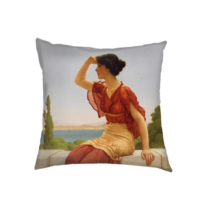 Artist John William Waterhouse Cushion Cover Religious Goddess Angel Pillowcase for Sofa Home Decor Throw Pillow Case Covers