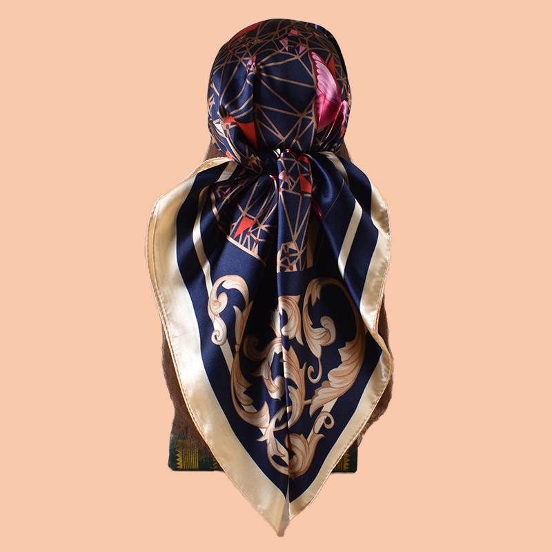1PC Simple Butterfly Print Silk Satin Square Scarf Women's Hair Accessory Spring New Versatile