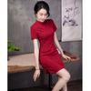 New Chinese Retro Highend Cheongsam Dress Women's Summer New Slimfit Super Body Temperament Red Dress