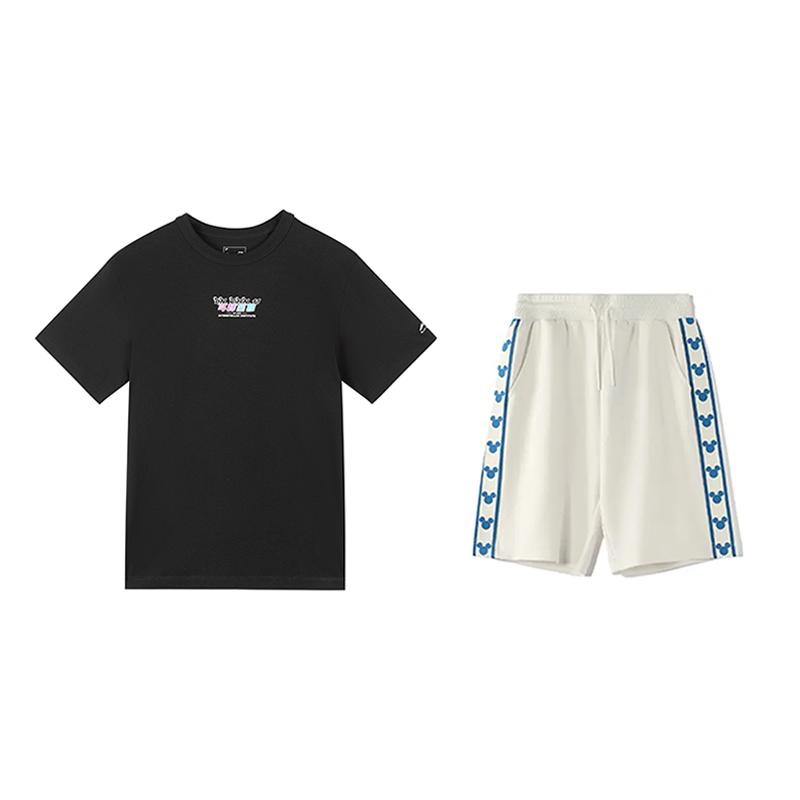 

Li-Ning Dazzling Star Print Loose Short Sleeve T-Shirt Comfortable Versatile Skin-Friendly Shorts Casual Sports Set AHSU969-2+YKSV129-1 M