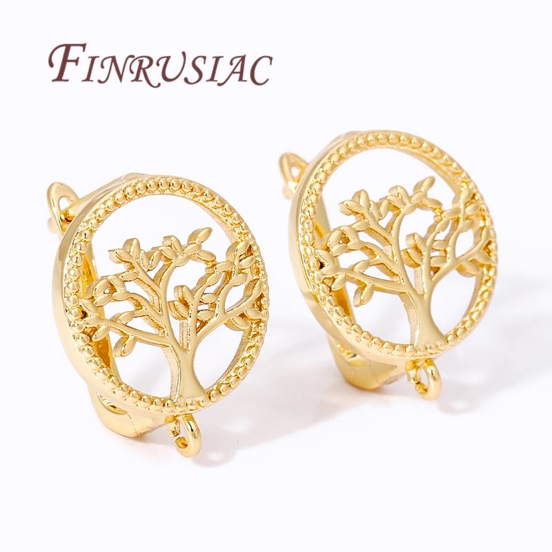 DIY Women's Jewelry 18K Gold Plated Life Tree Round Shvenzy Earring Hooks Clasp Accessories For Earrings,Earwires Fasteners