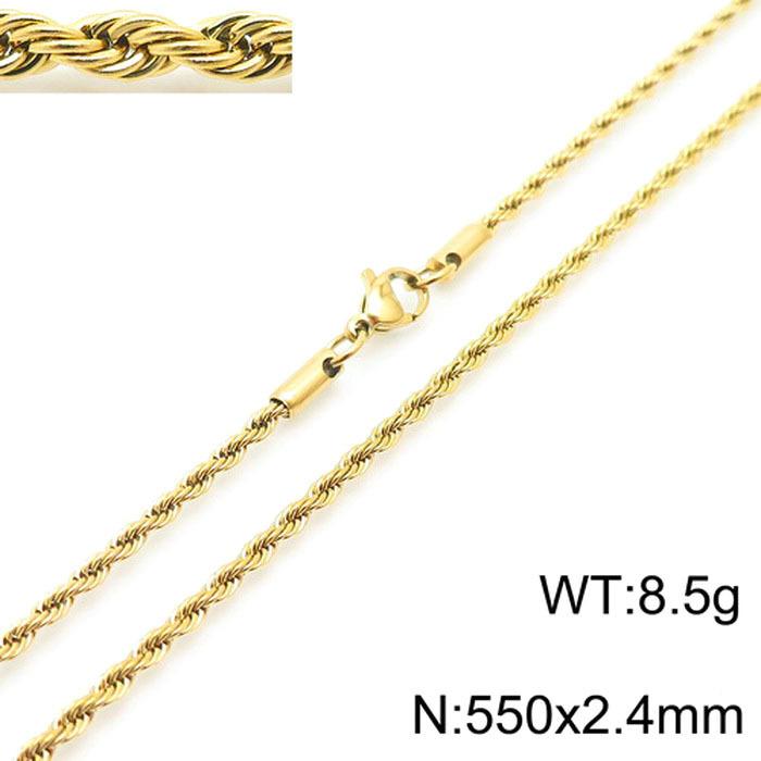 Jewelry Wind Twist Rope Chain Hiphop Hip Hop Electroplated Men'S And Women'S Titanium Steel Twist Chain