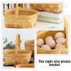 Cesta de Madeira Trançada com Alça Ecológica Portátil Transportador de Lanches para Piquenique Acampamento Passeios Presentes Armazenamento de Frutas Legumes