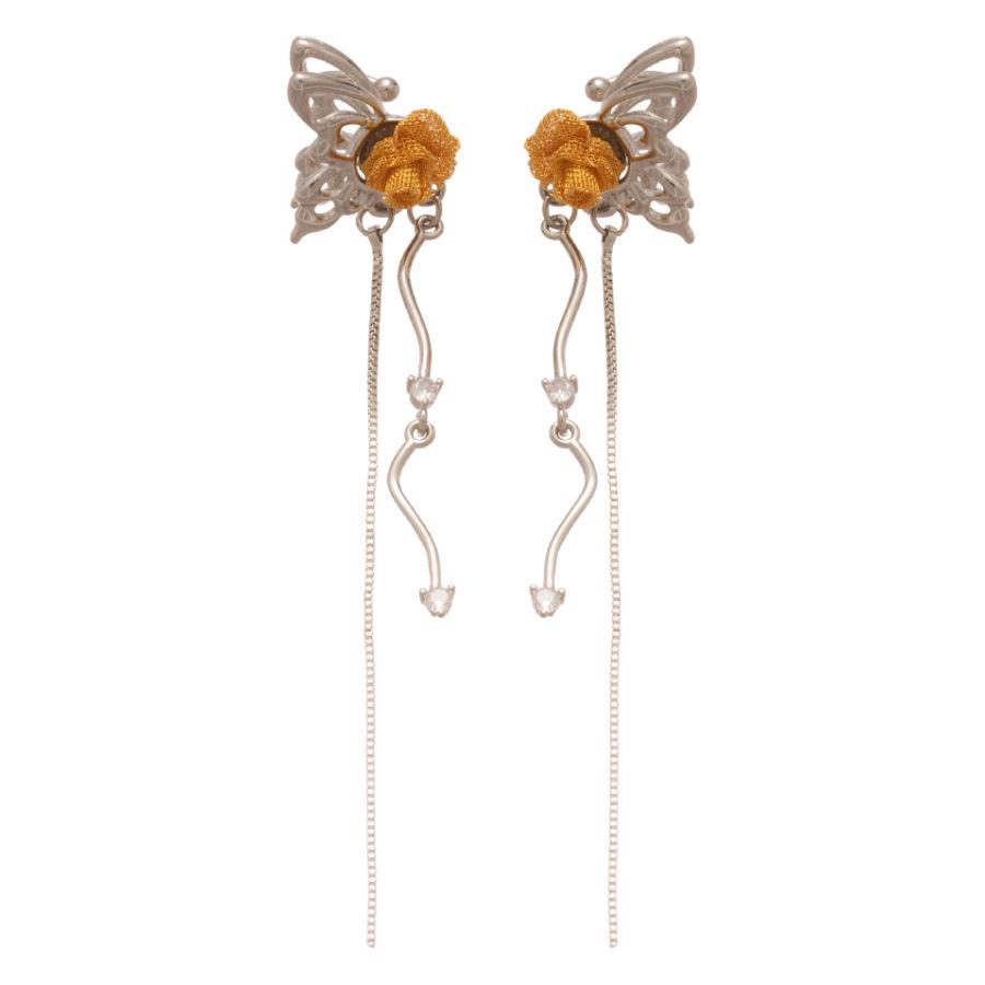 Zircon Butterfly Tassel Ear Clips: Elegant, No-Piercing Jewelry for Women