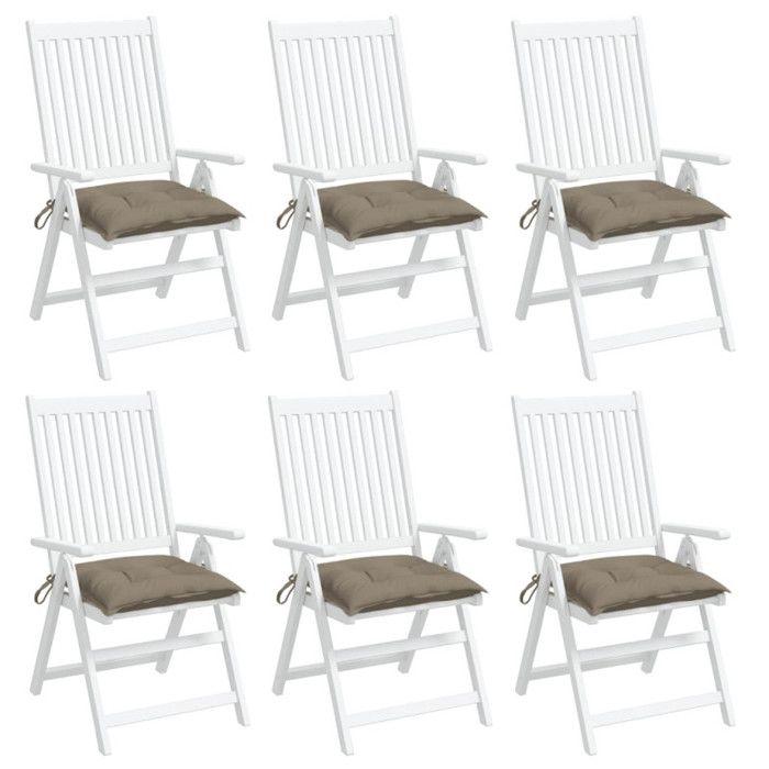 VidaXL Lot de 6 Coussins de Palette, Galette de Siège Imperméable, Coussin de Jardin, Décoration d'Extérieur Terrasse, Taupe 361533