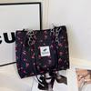 New Large Capacity Tote Bag Cherry-print Lightweight Shoulder Bag Zipper Handbag Girls