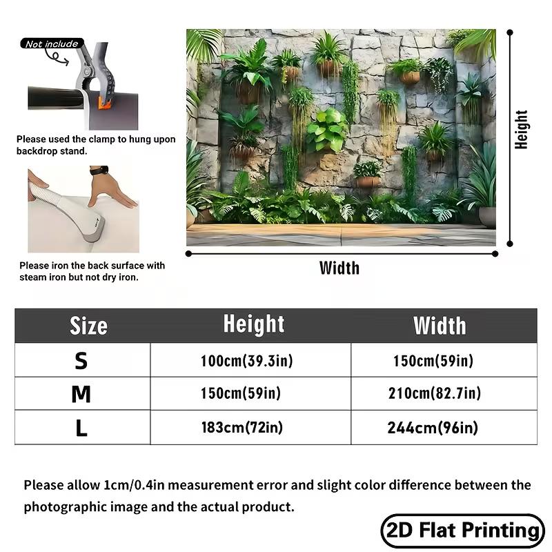 Bohemian Greenery Wall Tapestry, Potted Tropical Plants On Stone Wall Hanging for Backyard Decoration